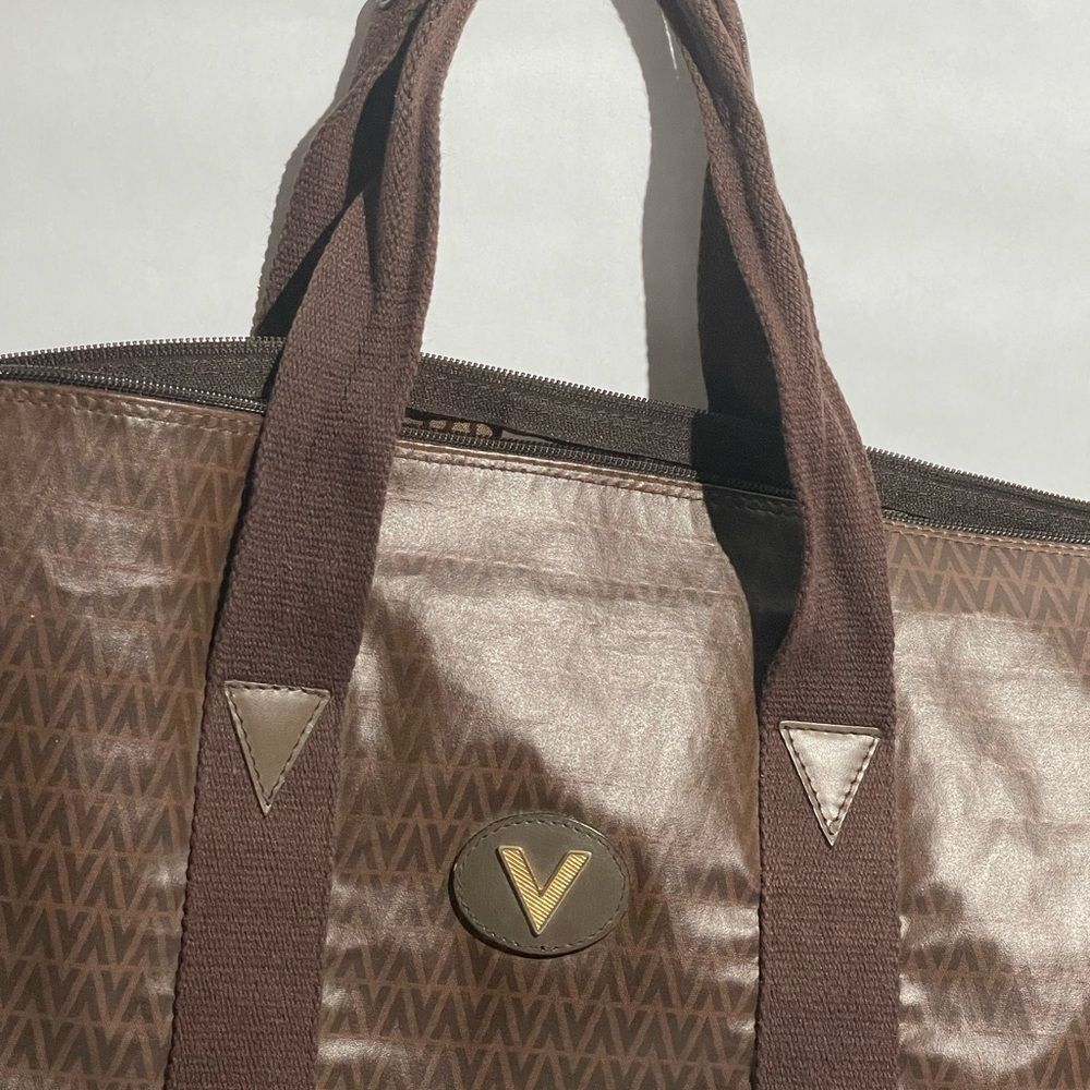 Mario Valentino Travel Boston Bag PVC Leather Brown - Picture 6 of 14